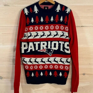 NFL Team Apparel Patriots Football Christmas Holiday Sweater Medium